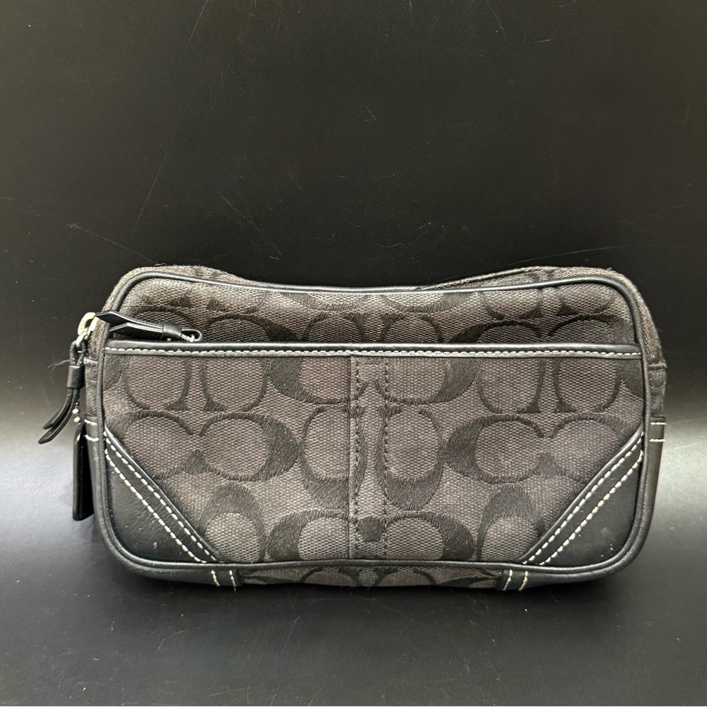 COACH Black Jacquard Canvas Fanny Pack Waist Belt Bag NO BELT